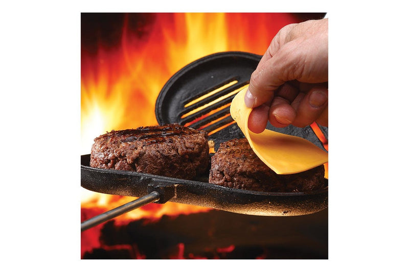 Coghlans 67cm Double Cast Iron Broiler Camping Hiking Cooking Campfire Grill BLK