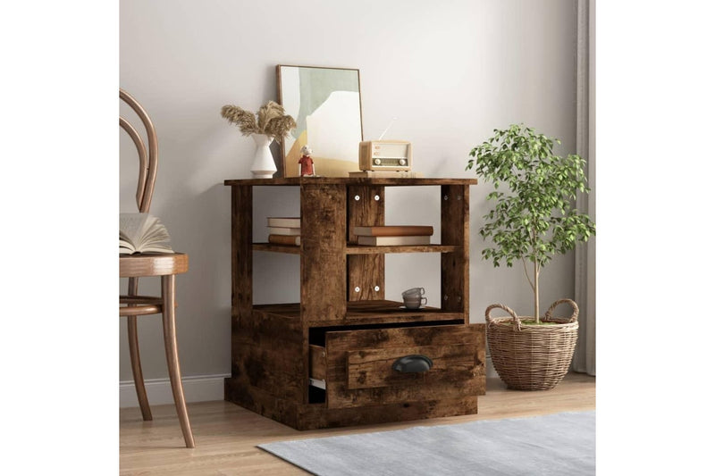 Side Table Smoked Oak 50x50x60 cm Engineered Wood vidaXL