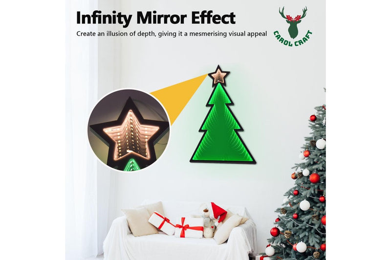 CarolCraft 50cm LED Infinity 3D Mirror Christmas Tree Xmas Light Decoration Home Party