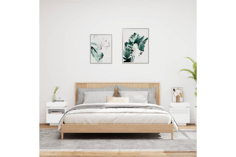 Bedside Cabinets With Led Lights 2 Pcs White 40X39x48.5 Cm Bedside Tables