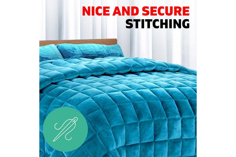 Super King Bedding Faux Mink Quilt Comforter Winter Weight Throw Blanket Teal