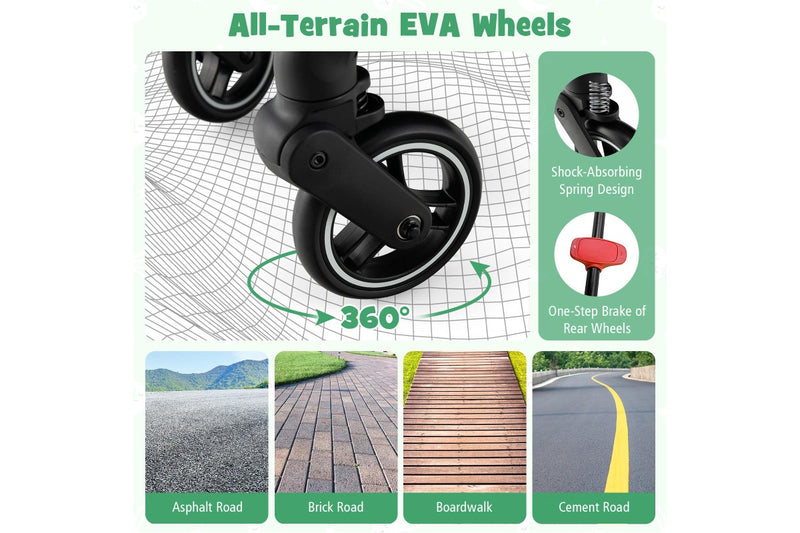 Giantex Folding Infant Stoller Portable Baby Stroller w/ Adjustable Canopy Self-Standing Gravity Folding Design Grey