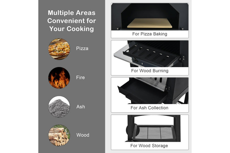 Costway 3-in-1 Outdoor Pizza Oven Maker Portable Woodfired Charcoal Oven Barbecue Camping Grill