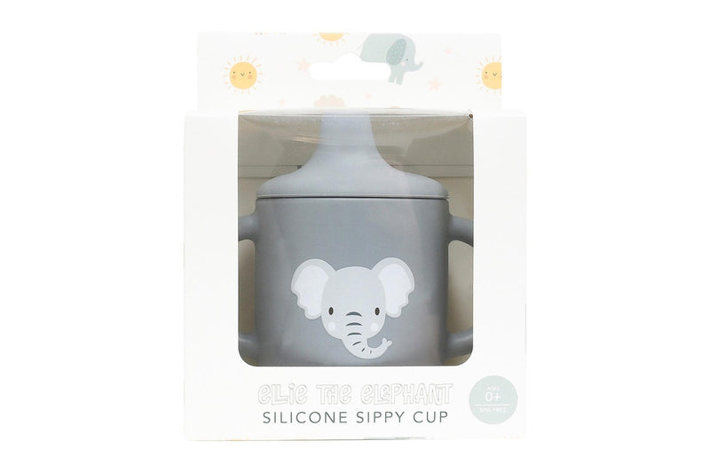 2x Splosh Baby Elephant Silicone Sippy Cup w Handles Drinkware 12cm Grey 0+