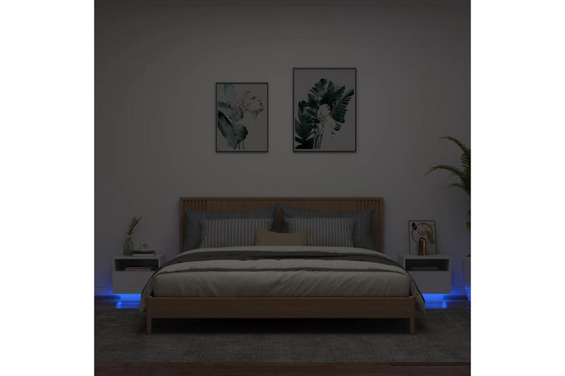 Bedside Cabinets With Led Lights 2 Pcs White 40X39x37 Cm Bedside Tables
