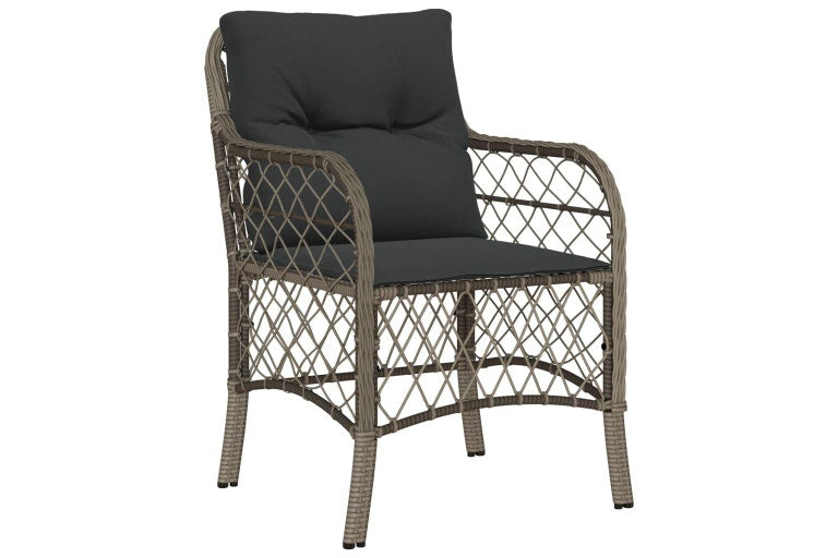 7 Piece Garden Dining Set with Cushions Grey Poly Rattan vidaXL