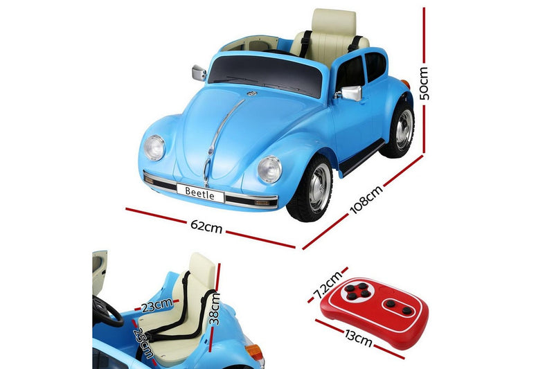 Kids Ride On Car Licensed Volkswagen Beetle Electric Toys Horn Remote 6V Blue