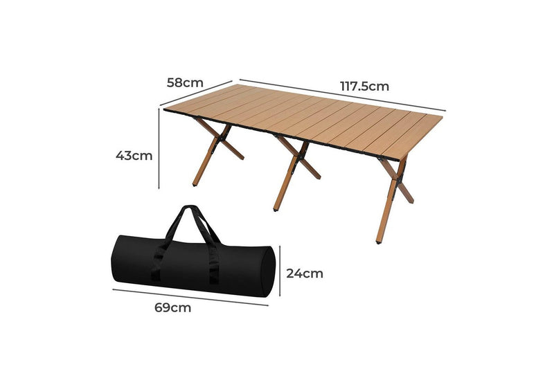 Levede Folding Camping Table Brown
