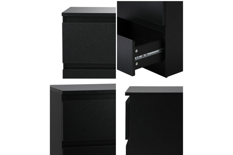 Oikiture Bedside Tables Set of 2 Nightstand Black