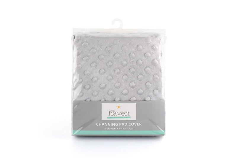 2x Little Haven Infant Polyester Changing Pad Cover Sleeve Dot Velour 81cm Grey