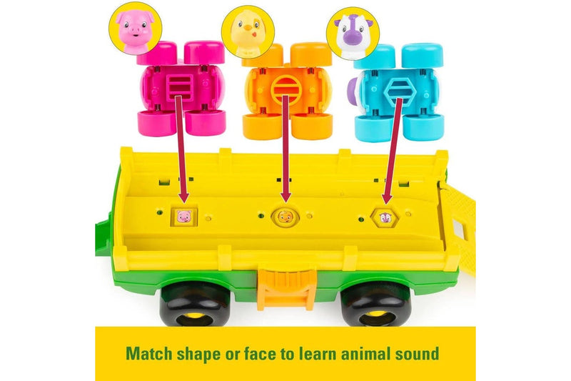 John Deere 35cm Animal Sounds Music Wagon Ride Kids Vehicle w Figure Toy 18m+