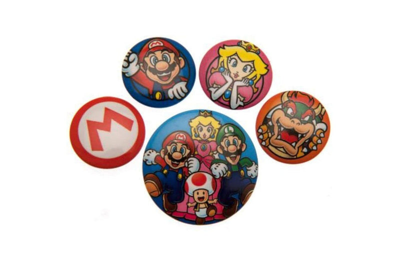 Super Mario Badge Set (Pack of 5) (Multicoloured) (One Size)
