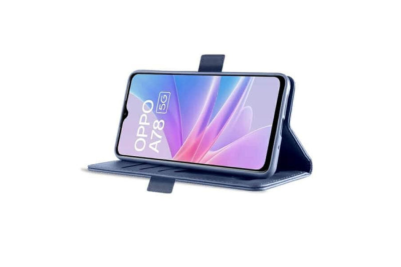 For Oppo A78 4G Case, SupRShield Wallet Leather Flip Magnetic Stand Case Cover (Navy Blue)