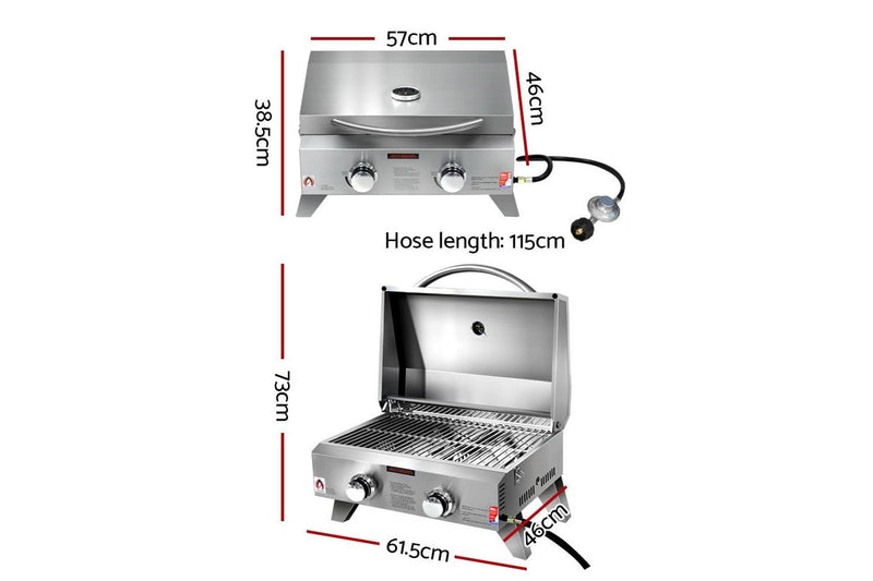 Grillz 2 Burners BBQ Grill Portable Gas Barbecue