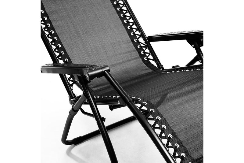 Wallaroo Gravity Reclining Deck Lounge Sun Beach Chair Outdoor Folding Camping Black Camping Chairs