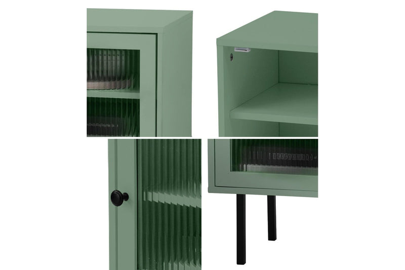 Oikiture 2x Bedside Tables Wood(Green)