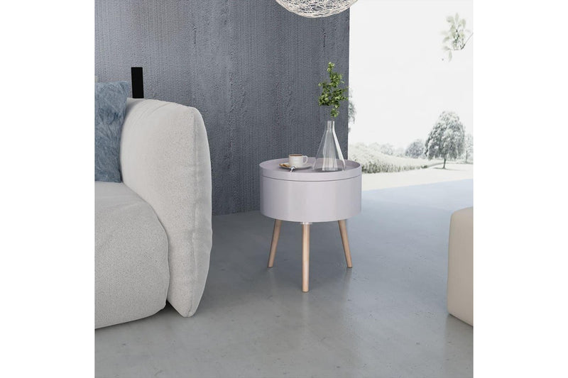 Side Table with Serving Tray Round 39.5x44.5 cm Grey vidaXL