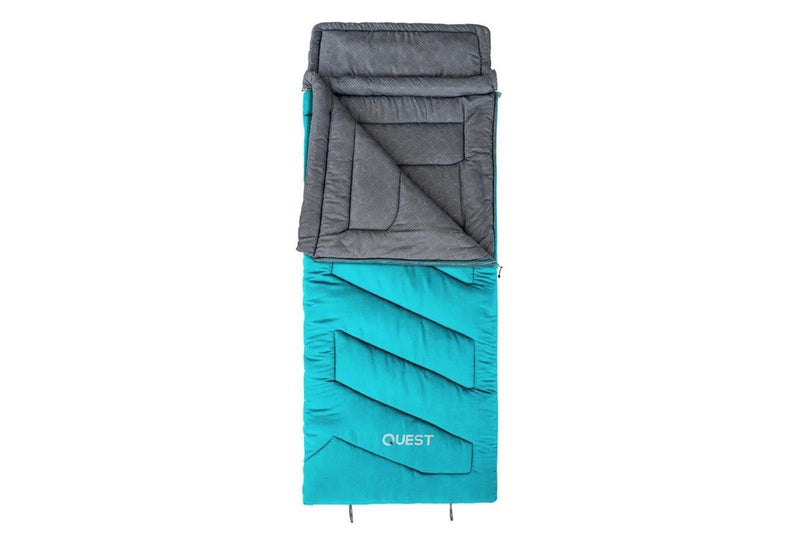 Quest Ridgeline 220cm -5C Sleeping Bag w Carry Bag Outdoor Camping Hiking Blue