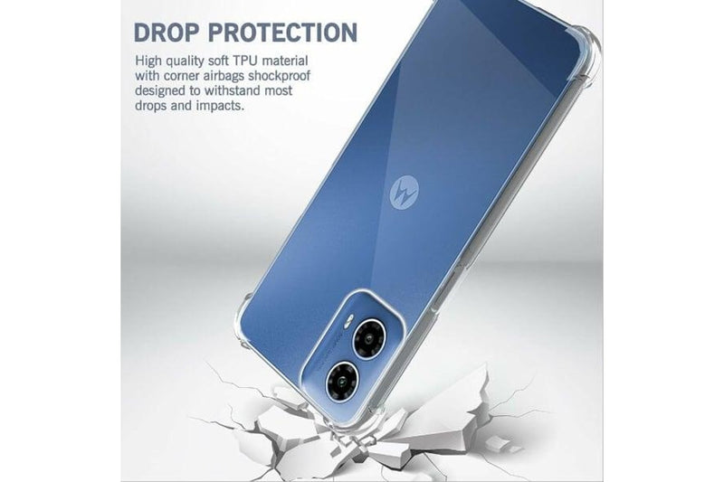 For Motorola Moto G34 5G SupRShield Case Clear Heavy Duty Shockproof Tough Gel Clear Transparent Air Cushion Cover (Crystal Clear)