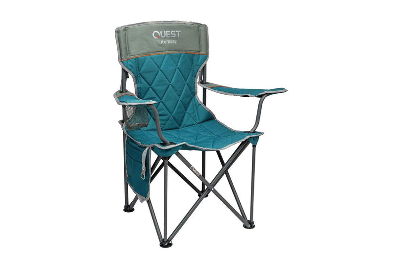 Quest Lite Easy 92cm Aluminium Camp Chair w Armrests Outdoor Camping Picnic Blue