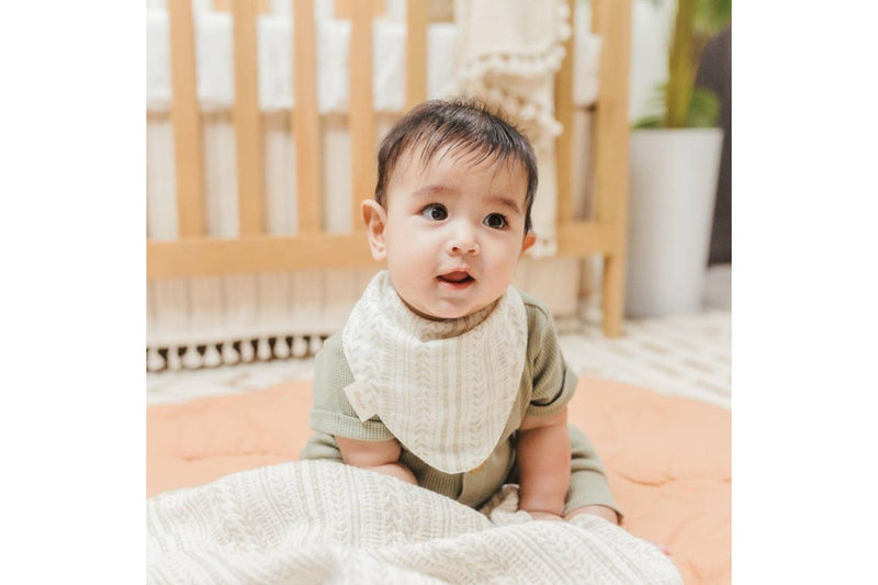 Crane Baby: Muslin Bib Set - Willow Prints + Solid (3 Pack)