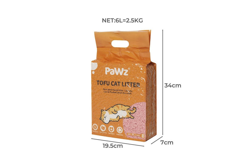 Pawz 2.5kg Tofu Cat Litter Clumping Flushable Fast Super Absorben Watermelon x4