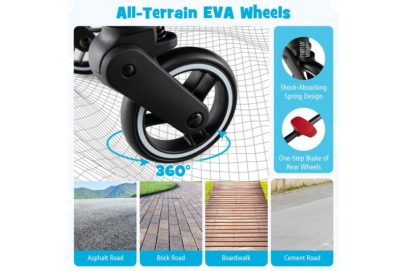 Costway Folding Stoller Portable Stroller w/Adjustable Canopy Gravity Self-Standing Dark Grey