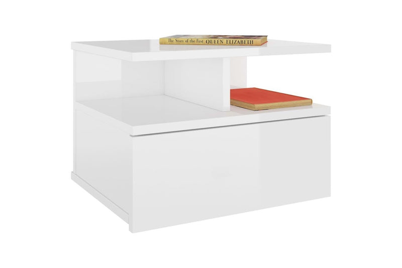 Floating Nightstands 2 Pcs High Gloss White 40X31x27 Cm Engineered Wood Bedside Tables