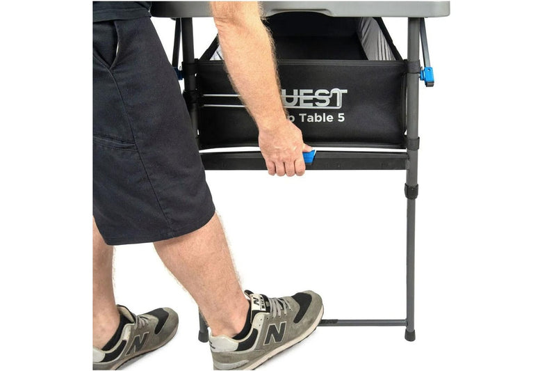 Quest 153cm Foldable Steel Grill Table w Organiser Pouch Outdoor Camping Picnic