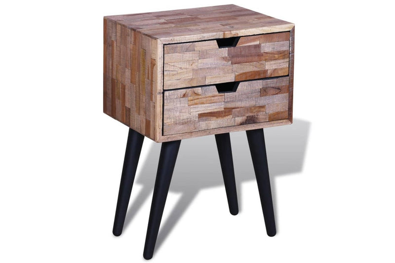 Nightstand With 2 Drawers Reclaimed Teak Wood Bedside Tables