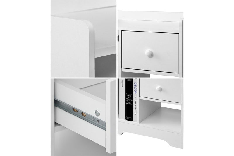 Oikiture Bedside Tables End Table (White)