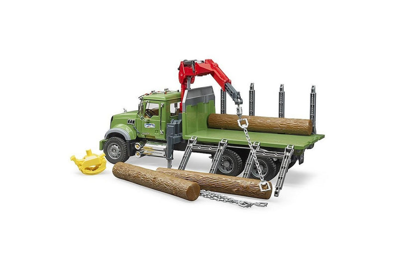 Bruder 1:16 MACK Granite Timber Truck w Loading Crane Logs Kids Vehicle Toy 4y+