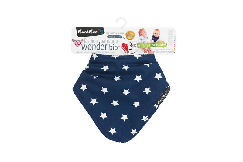 Mum 2 Mum: Fashion Bandana Wonder Bib - Navy Stars/Navy