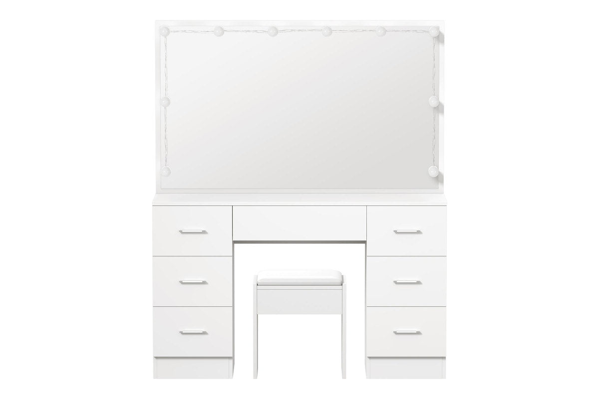 Oikiture Dressing Table Large LED Mirror (White)