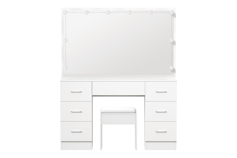 Oikiture Dressing Table Large LED Mirror (White)