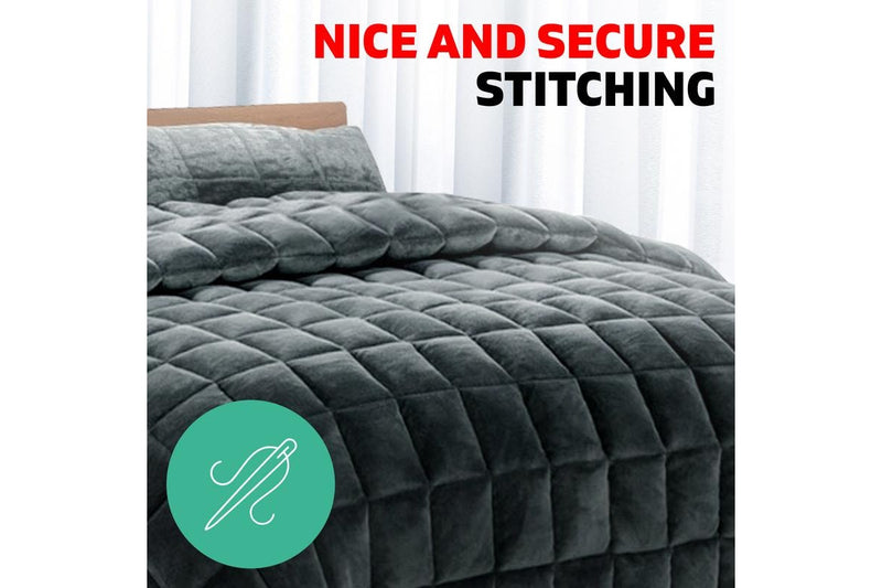 Super King Bedding Faux Mink Quilt Comforter Fleece Throw Blanket Charcoal