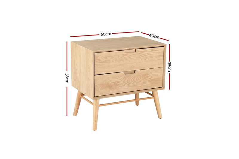 Artiss Bedside Table 2 Drawers Side End Table Nightstand Legs Bedroom Storage