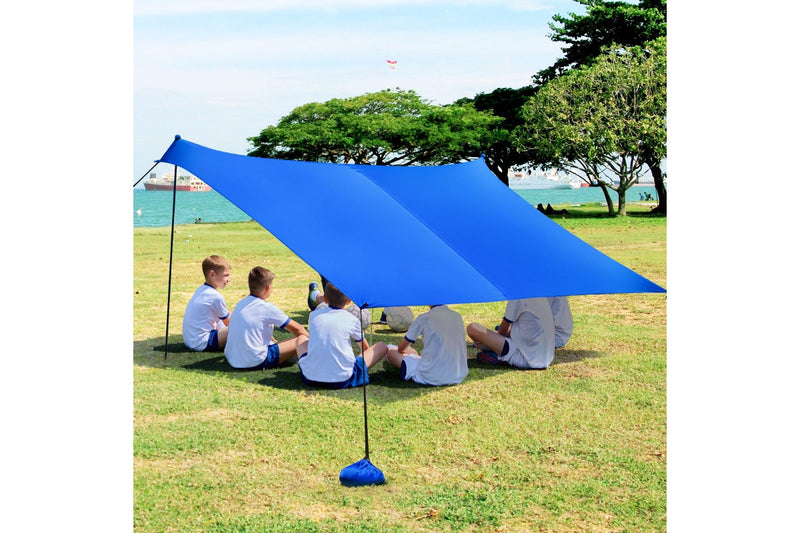Giantex 3 x 2.8M Portable Beach Sunshade UPF 50+ Beach Shelter Camping Tent Outdoor w/Carrying Bag, Blue