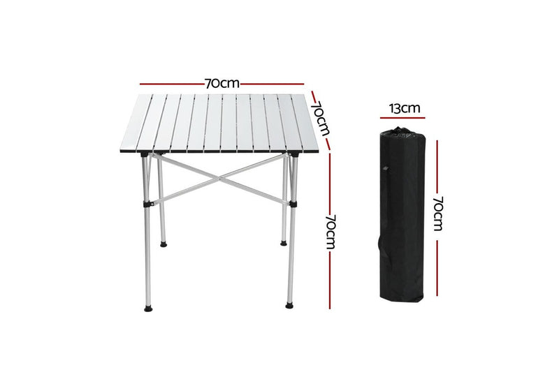 Weisshorn Folding Camping Table 70CM Roll Up Outdoor Picnic BBQ Aluminium Desk