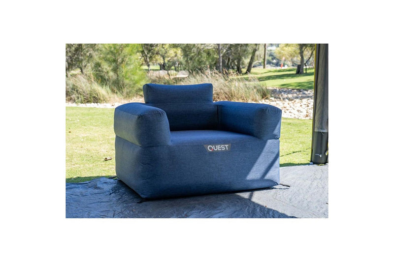 Quest Outdoors 100x80cm Air Inflatable Sofa 1 Camping Picnic Furniture Blue