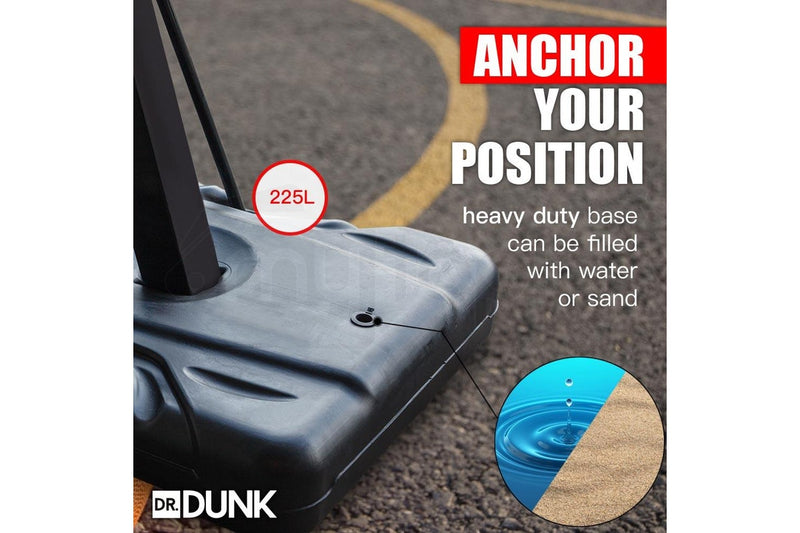 Dr.Dunk 3.05M Portable Basketball Hoop Stand System Height Adjustable Net Ring Rim Slam Backboard