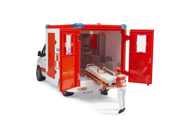 Bruder 1:16 Mercedes G3 Sprinter Ambulance Vehicle w Driver Light & Sound 4y+