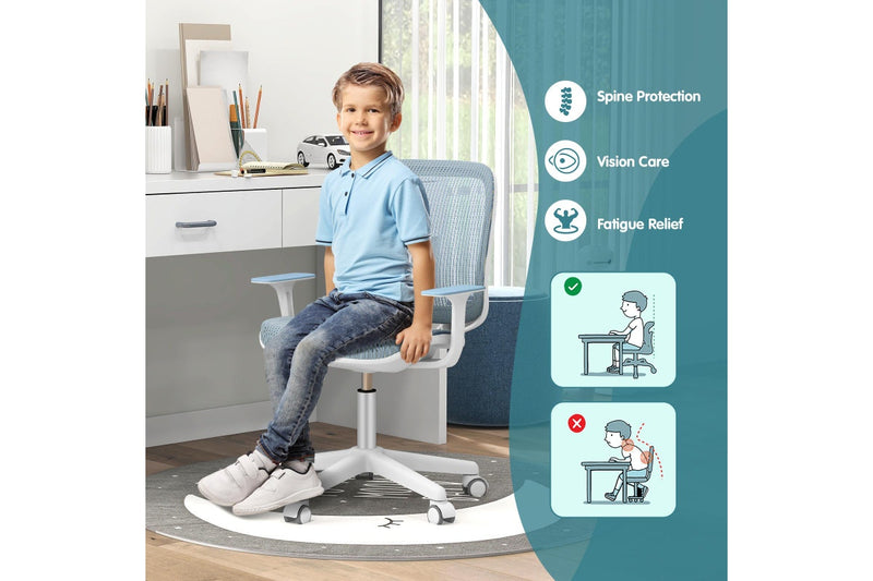 Giantex Kids Desk Chair Swivel Mesh Computer Chair w/Adjustable Height & Armrests Ergonomic Task Study Chair Blue