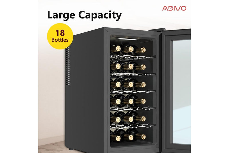 ADIVO Wine Cooler Fridge Compressor Cellar Chiller Temperature Control 18 Bottles