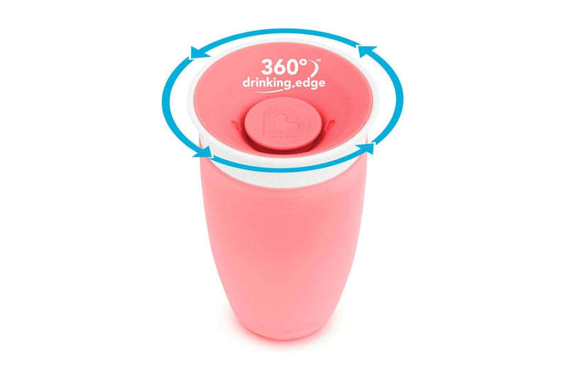 Munchkin 10oz 295ml Miracle 360deg Baby Toddler Anti-Spill Sippy Cup Pink 12M+