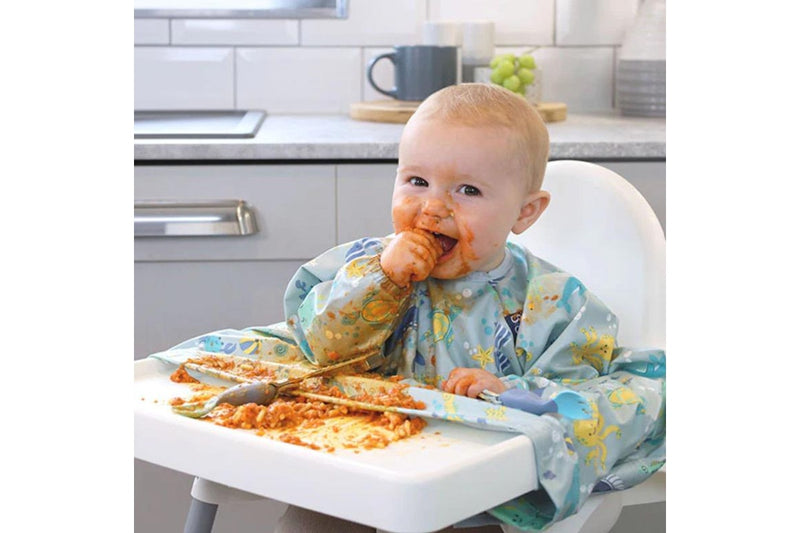 Bibado: Highchair Coverall Bib with Long Sleeves - Ocean of Fun