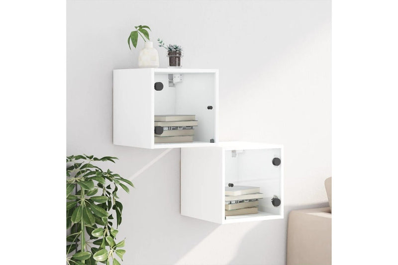 Bedside Cabinets with Glass Doors 2 pcs White 35x37x35 cm vidaXL