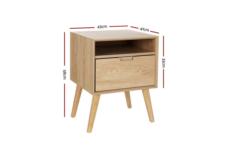 Artiss Bedside Table Side End Table Shelf Drawers Nightstand Bedroom Storage