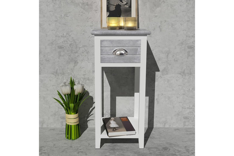 Nightstand With 1 Drawer Grey And White Bedside Tables