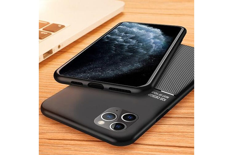 For Apple iPhone 11 Pro Business Style Luxury Matte Soft Silicone Drop Resistant Case Cover (Blue)